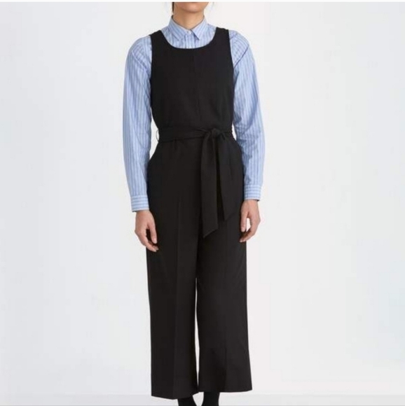 Frank & Oak Straight Leg Gabardine Jumpsuit Black - Picture 1 of 10
